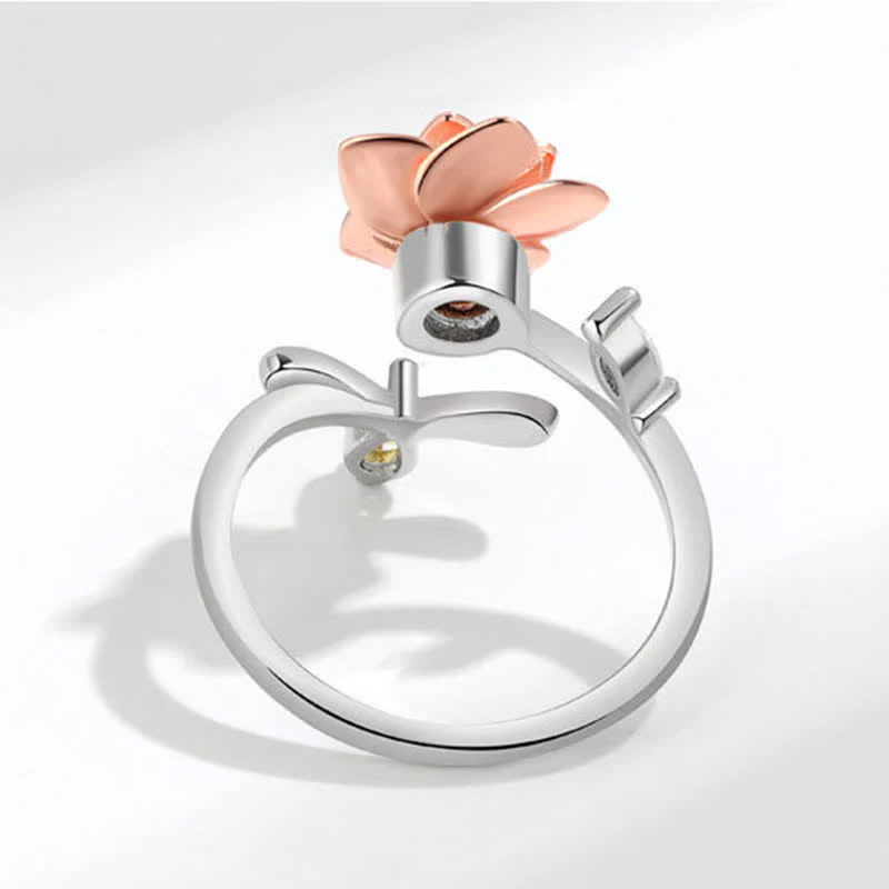 Fidget Spinning Sunflower Rose Bee Adjustable Ring - Image 8