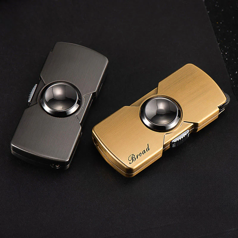 Fingertip Gyro Straight Windproof Blue Flame Lighter