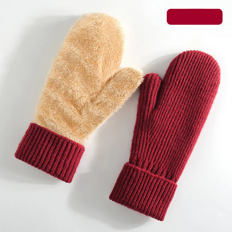 Fleece Lined Full Finger Cold Weather Knitted Gloves - Image 21