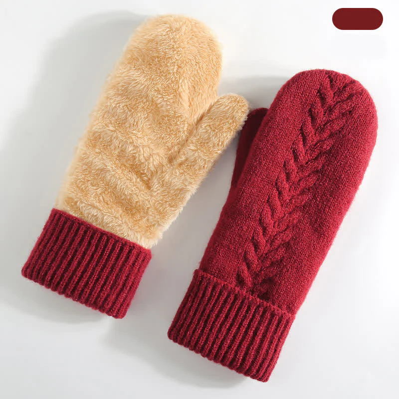 Fleece Lined Full Finger Cold Weather Knitted Gloves - Image 22