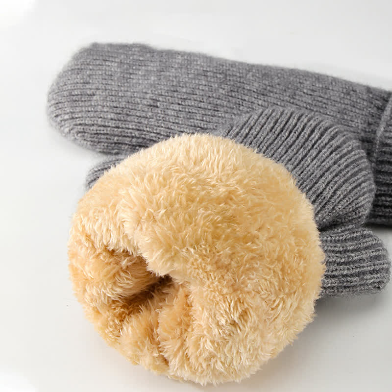 Fleece Lined Full Finger Cold Weather Knitted Gloves - Image 3