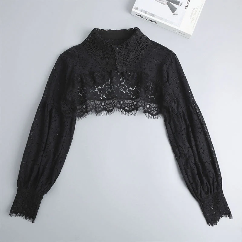 Floral Lace Capelet For Sunscreen Detachable Half Shirt Blouse - Image 11