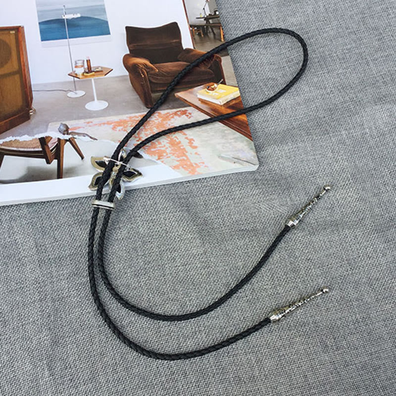 Flower-Shaped Iridescent Abalone Shell Vintage Metal Bolo Ties - Image 6
