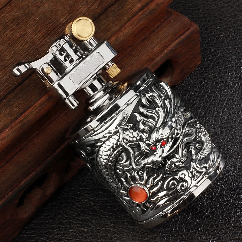 Flying Dragon Retro Cylindrical Refillable Kerosene Lighter - Image 4