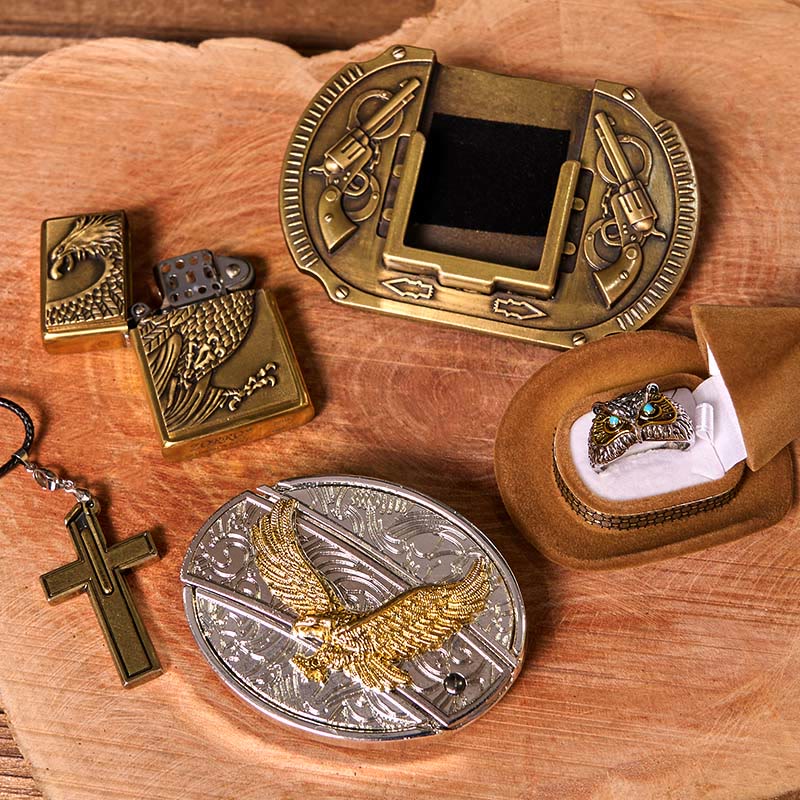 Flying Eagle DIY Hidden Knife Belt Buckle With Owl Ring Bundle Set - Image 3