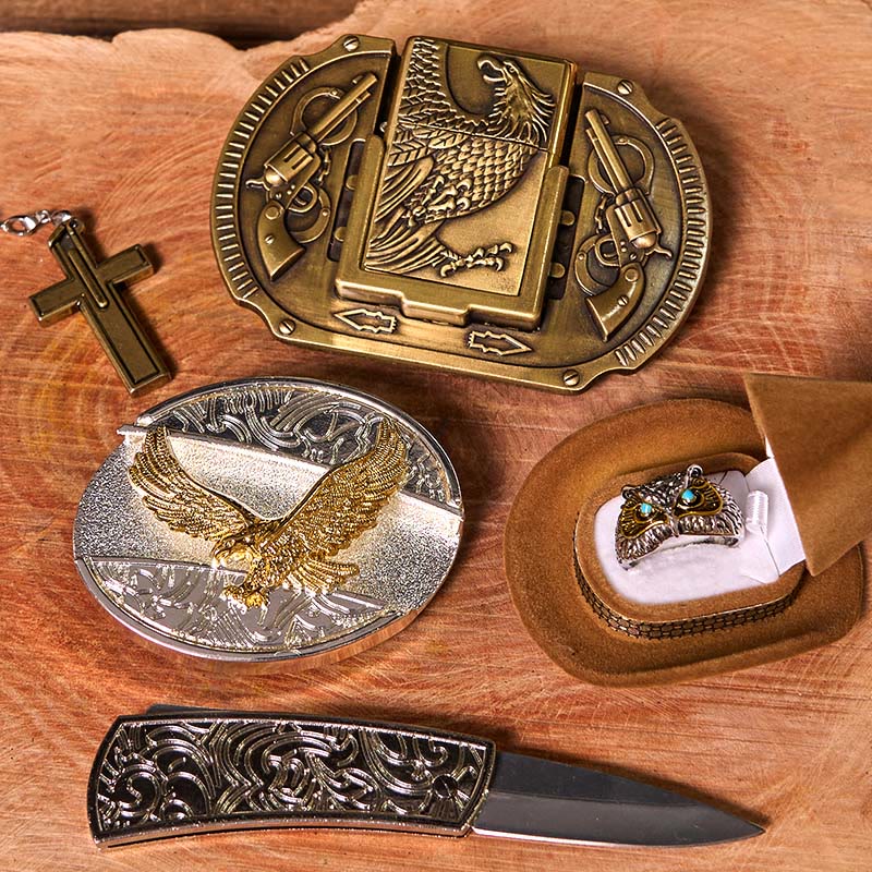 Flying Eagle DIY Hidden Knife Belt Buckle With Owl Ring Bundle Set - Image 4