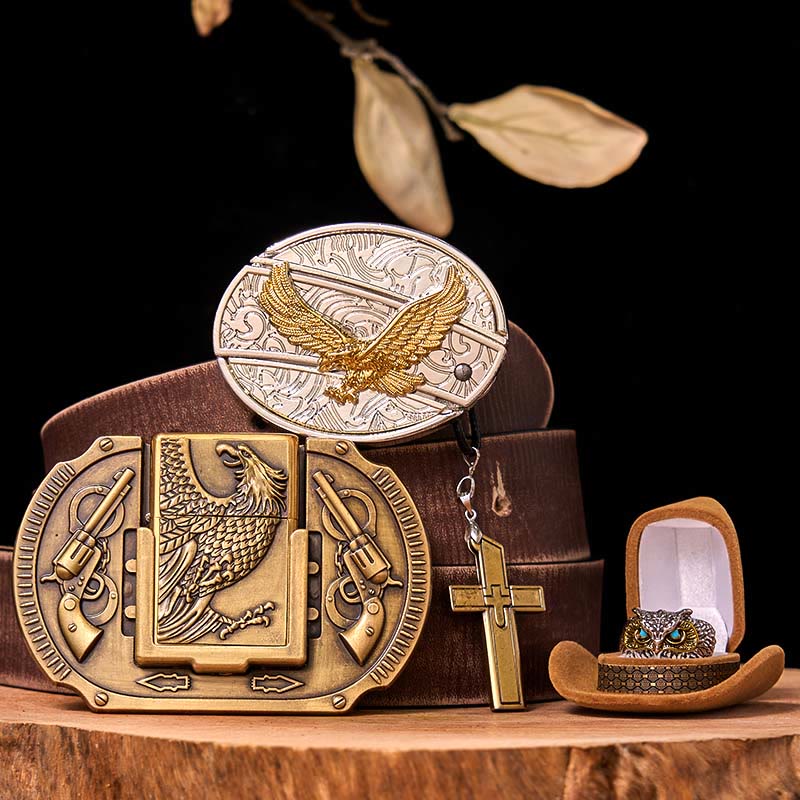 Flying Eagle DIY Hidden Knife Belt Buckle With Owl Ring Bundle Set - Image 7