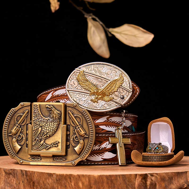Flying Eagle DIY Hidden Knife Belt Buckle With Owl Ring Bundle Set - Image 9