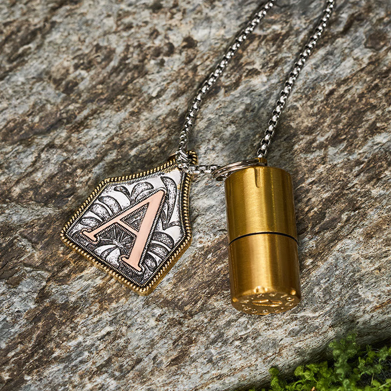 Flying Eagle Initial Letter Pendant Necklace With Mini Lighter - Image 4