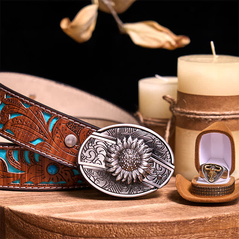 Functional DIY Hidden Knife Belt Buckle Retro Bull Ring Bundle Set - Image 5