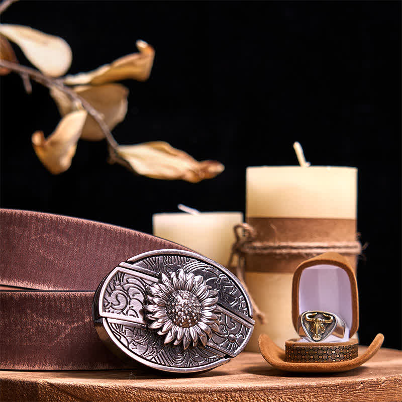 Functional DIY Hidden Knife Belt Buckle Retro Bull Ring Bundle Set - Image 7