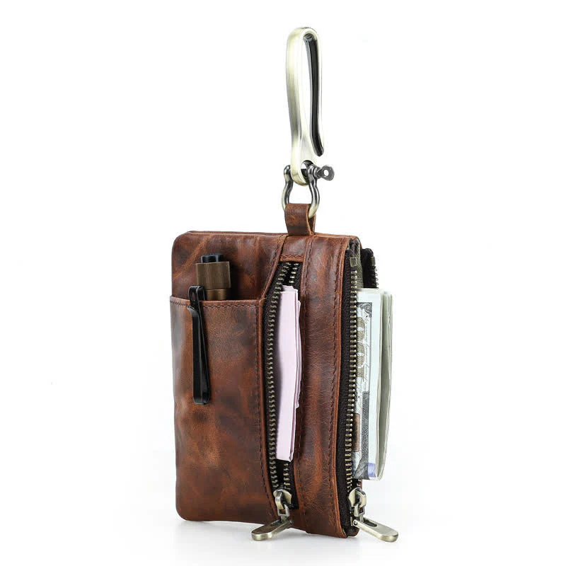 Functional Leather Tool Bag With Large Hook Buckle - Image 11