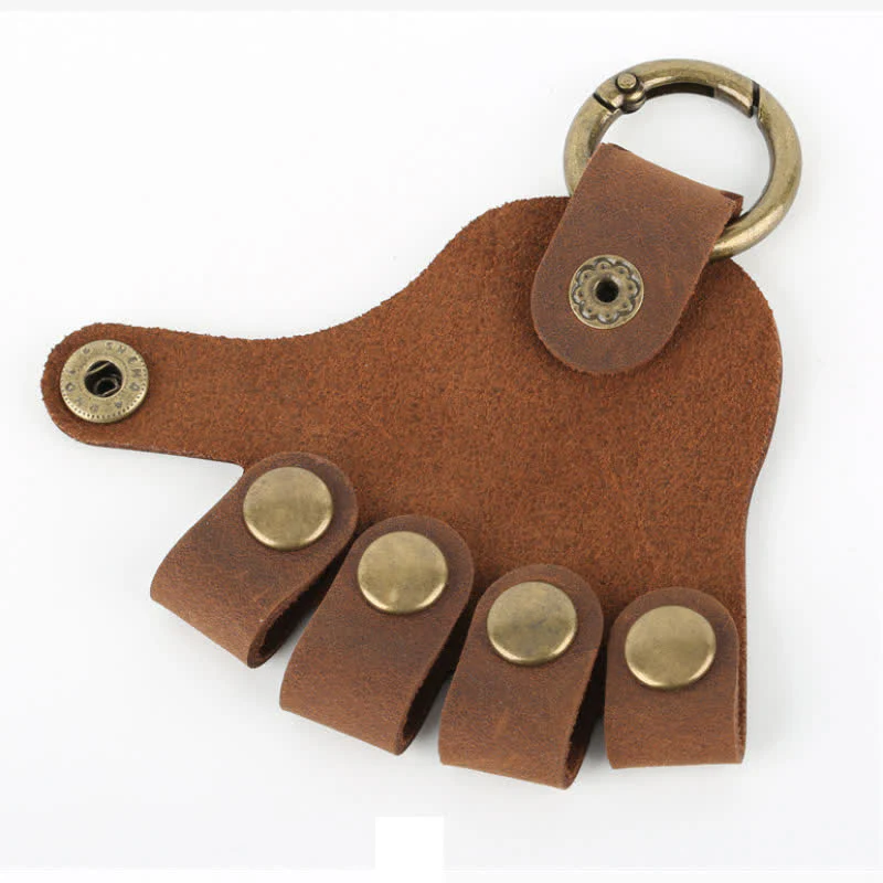 Funny Creative Finger Shape Leather Keychain - Image 4