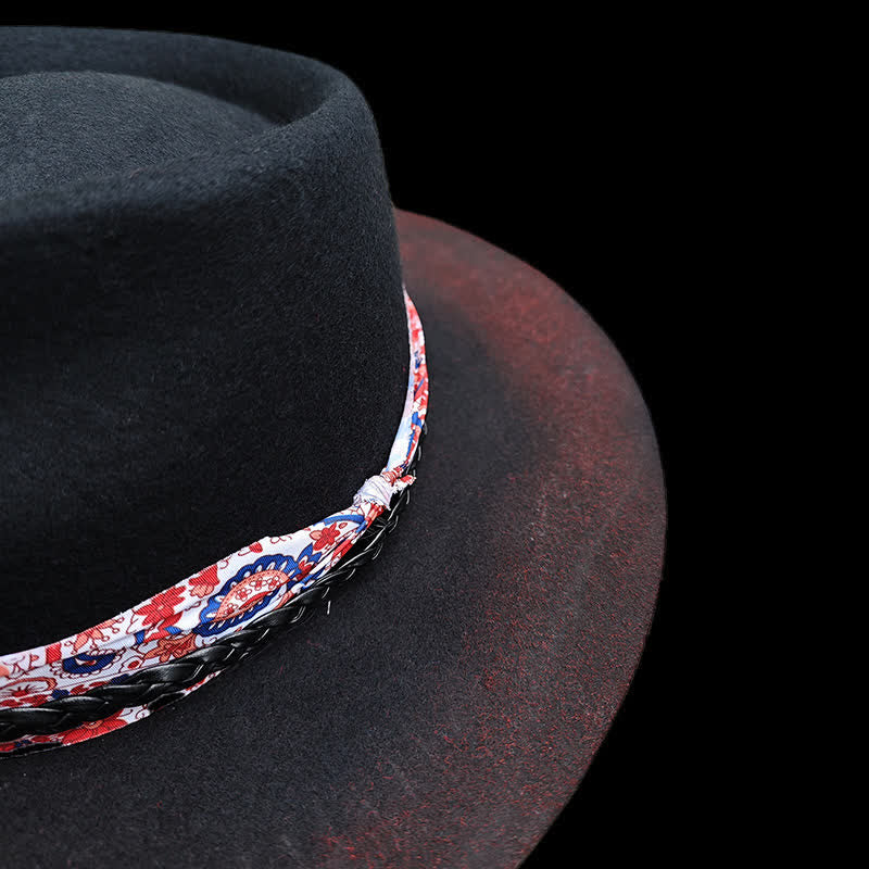 Funny Red Paisley Band Belt Black Cowboy Hat - Image 7