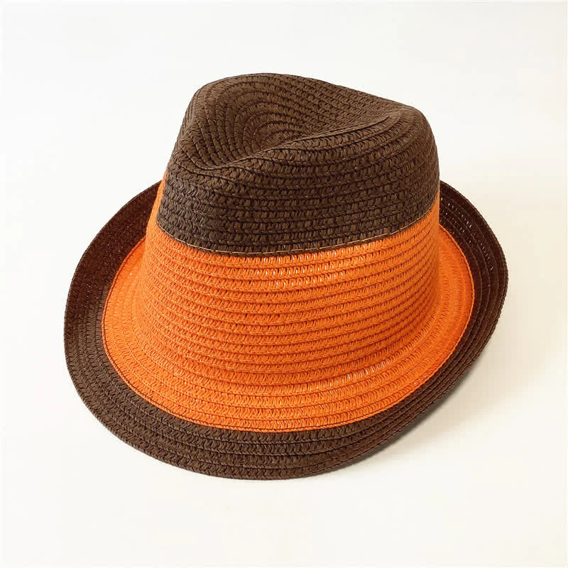 Funny Summer Color Matching Straw Fedora Hat - Image 15