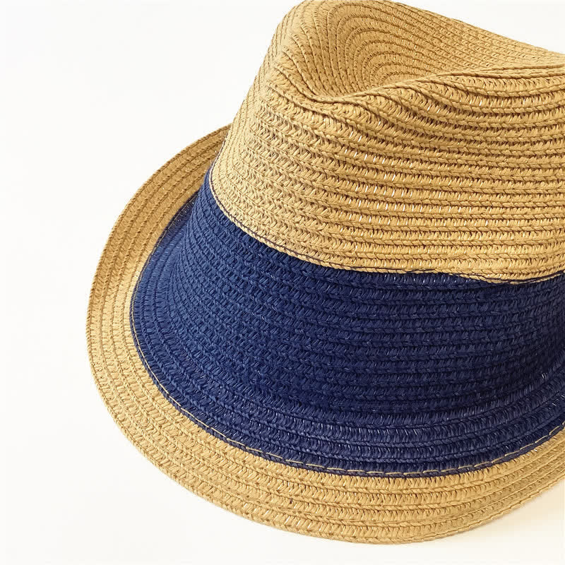 Funny Summer Color Matching Straw Fedora Hat - Image 7