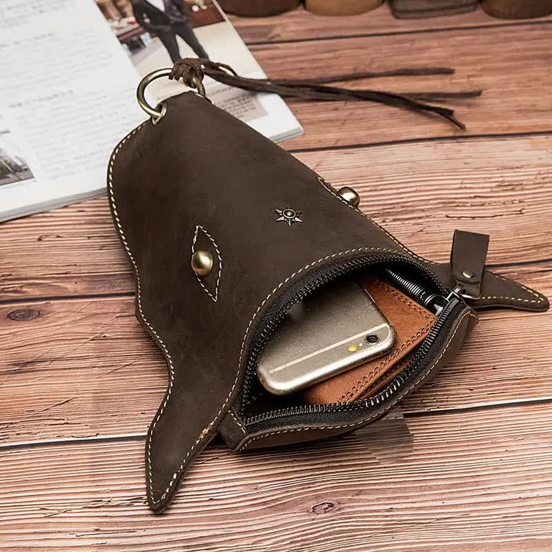 Genuine Crazy Horse Leather Cow Head Belt Bag - Image 2