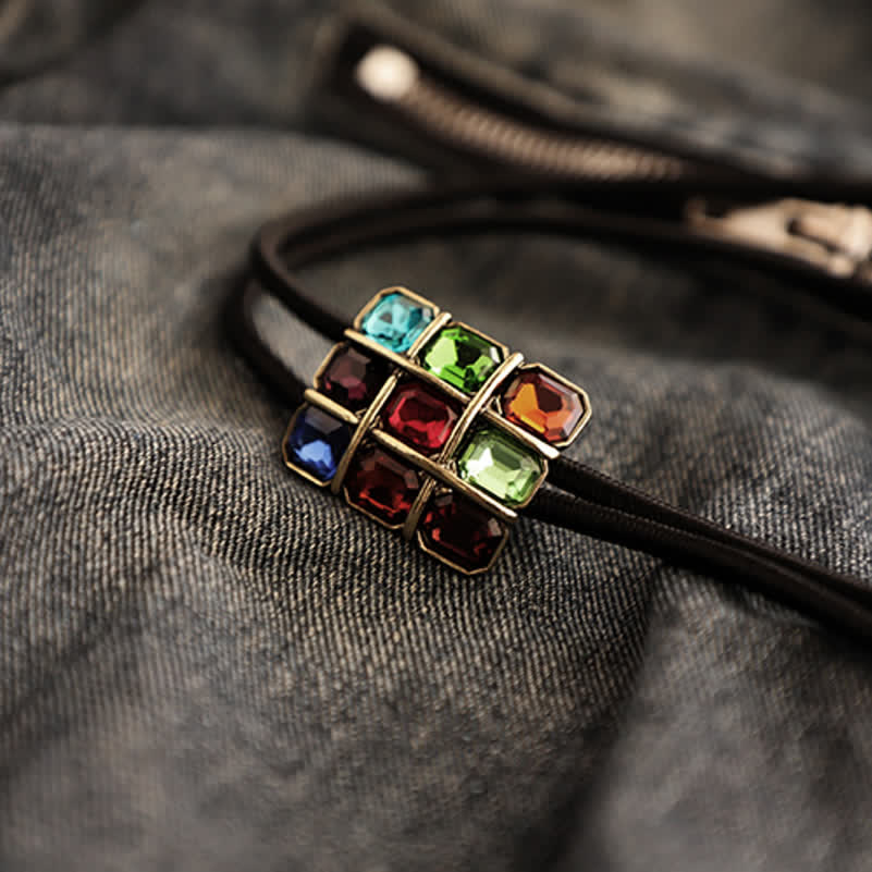 Geometric Mosaic Cube Gemstone Bolo Tie - Image 10
