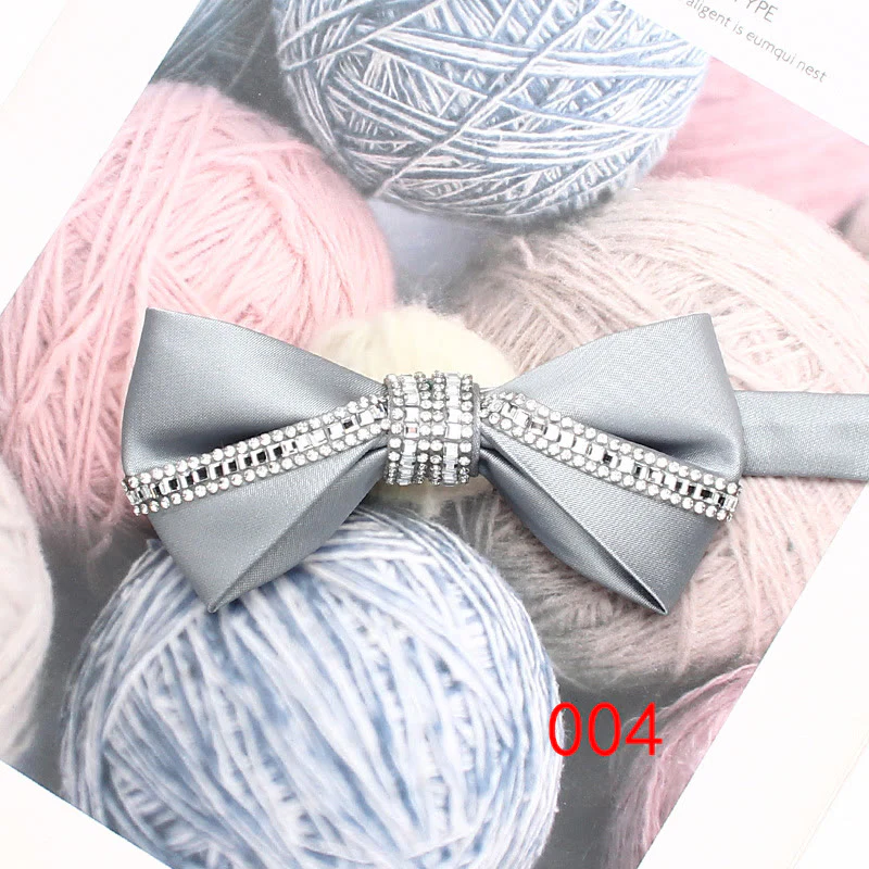 Glitter Diamond Silk Satin Adjustable Strap Bow Tie - Image 7