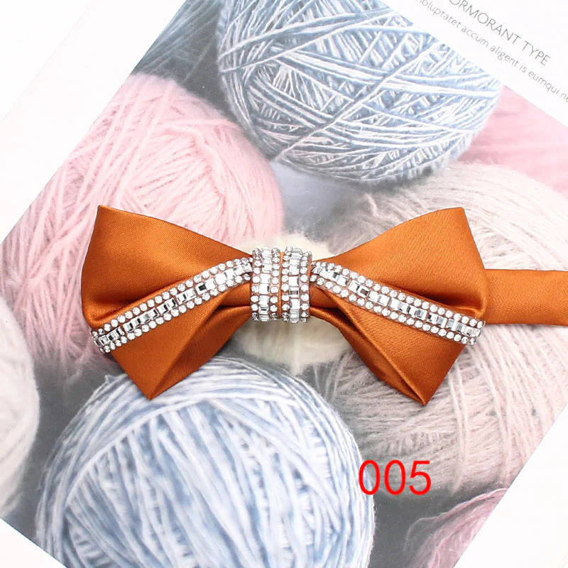 Glitter Diamond Silk Satin Adjustable Strap Bow Tie - Image 8