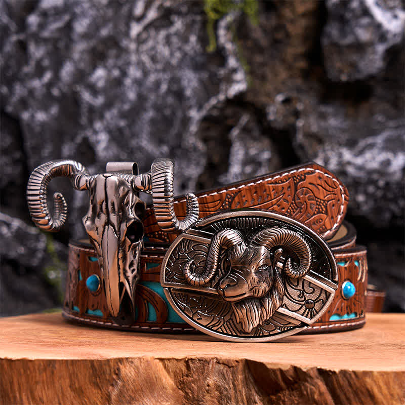Goat DIY Hidden Knife Belt Buckle Skull Sheep Pendant Bundle Set - Image 4