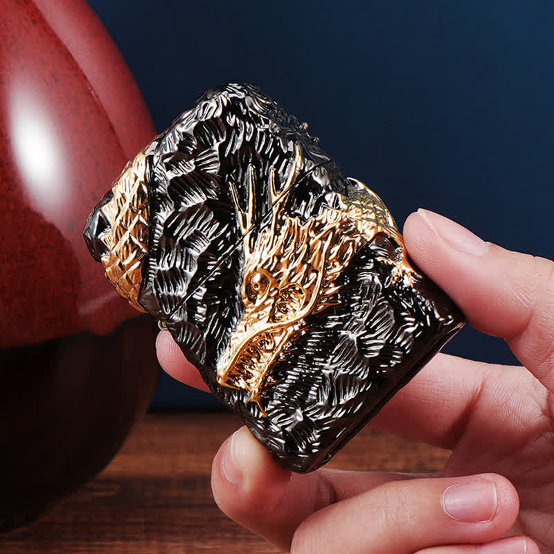 Gold & Black Dragon Tonardo Refillable Kerosene Lighter - Image 7