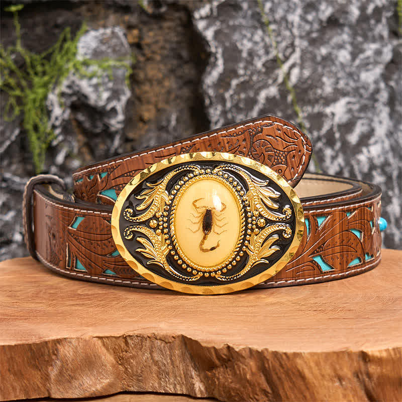 Gold DIY Decorative Scorpion Buckle Leather Belt - Image 4