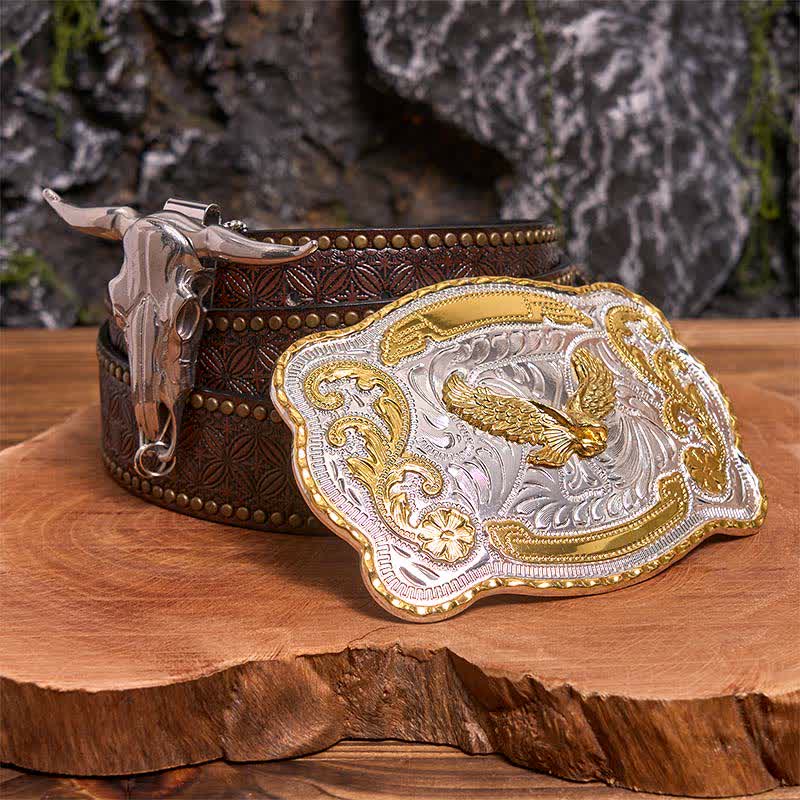 Gold Flying Eagle DIY Belt Buckle Longhorn Bull Pendant Bundle Set - Image 5