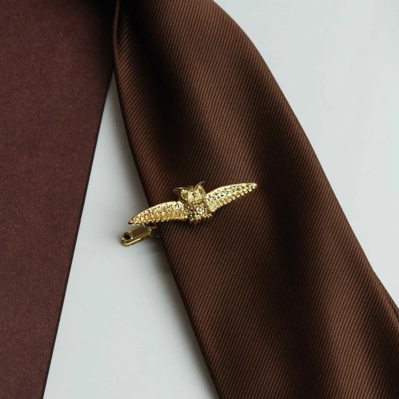 Gold Flying Owl Tie Bar For Men's Wear - Image 3