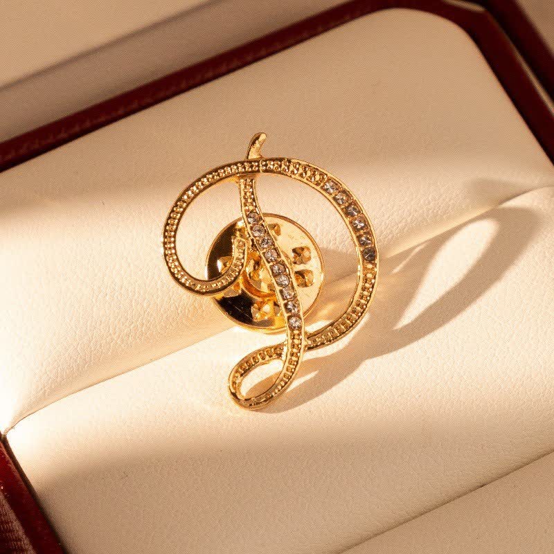 Gold Initial Letter 26 Alphabet Rhinestone Brooch - Image 5