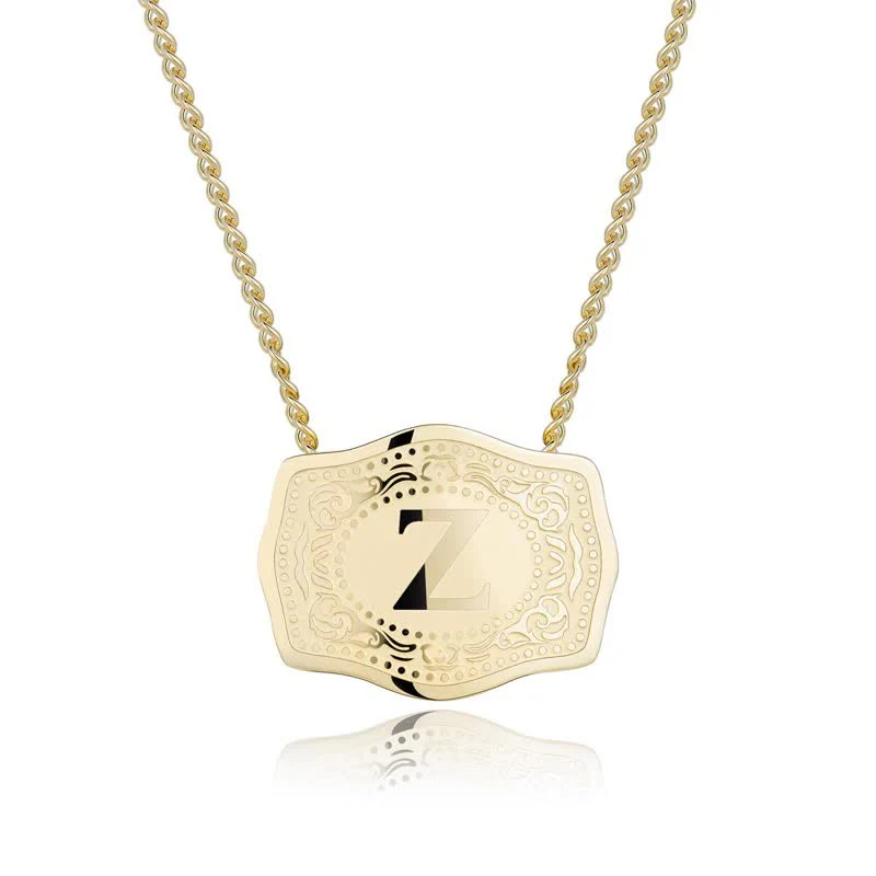 Gold Mini Embossed Initial Letter Necklace - Image 28