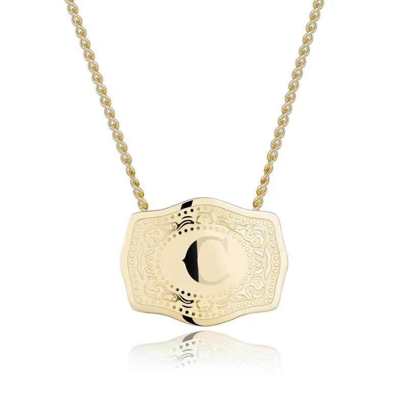 Gold Mini Embossed Initial Letter Necklace - Image 5