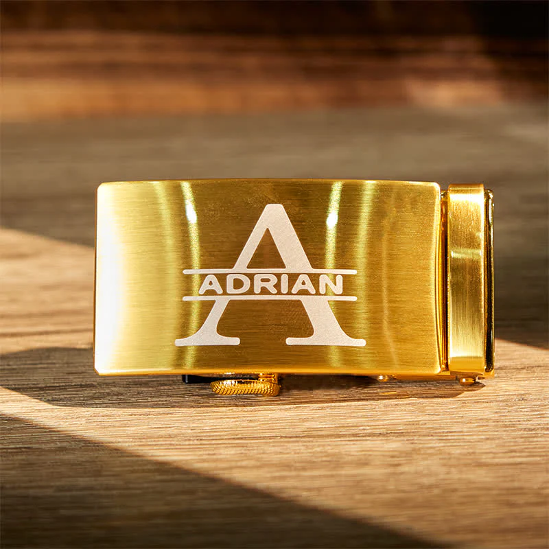 Gold Personalized Gift Idea Custom DIY Automatic Buckle Leather Belt - Image 3