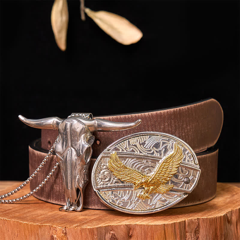 Gold & Silver DIY Hidden Knife Belt Buckle Longhorn Bull Pendant Bundle Set - Image 33