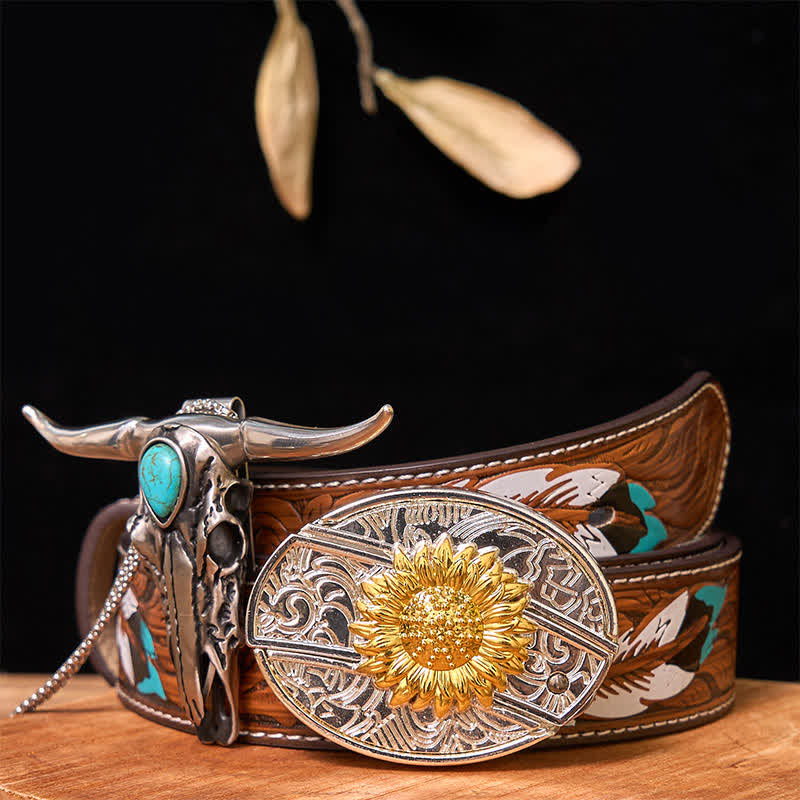 Gold & Silver DIY Hidden Knife Belt Buckle Turquoise Longhorn Pendant Bundle Set - Image 20