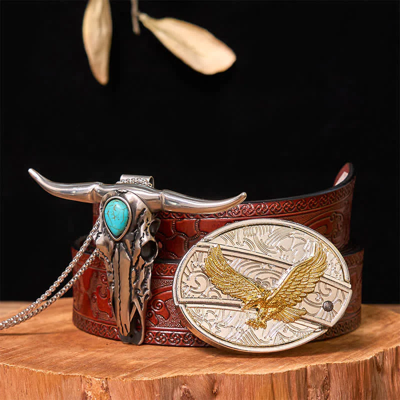 Gold & Silver DIY Hidden Knife Belt Buckle Turquoise Longhorn Pendant Bundle Set - Image 37