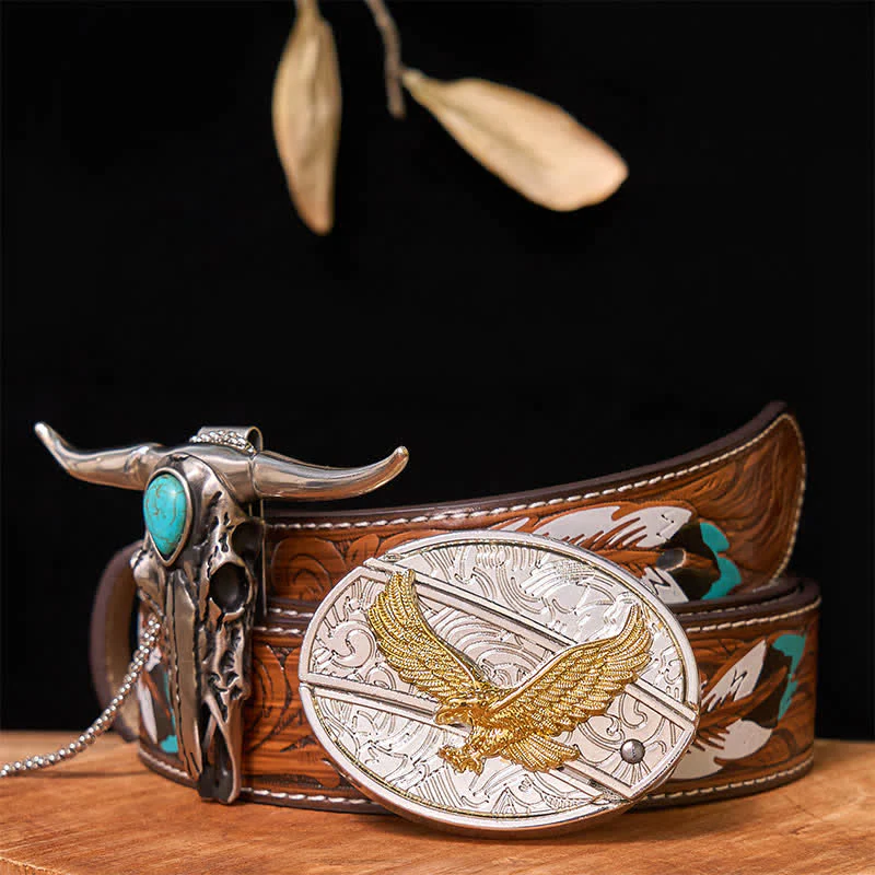 Gold & Silver DIY Hidden Knife Belt Buckle Turquoise Longhorn Pendant Bundle Set - Image 38