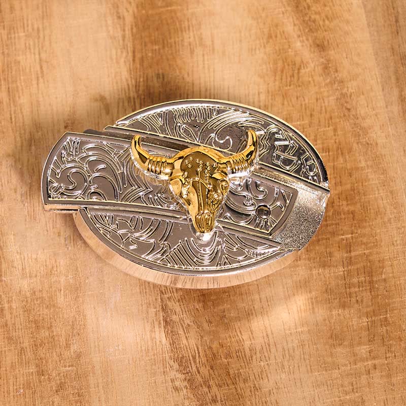 Gold & Silver DIY Hidden Knife Belt Buckle Turquoise Longhorn Pendant Bundle Set - Image 5