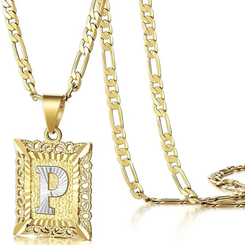 Golden Exquisite Square Hollow Letter Necklace - Image 20