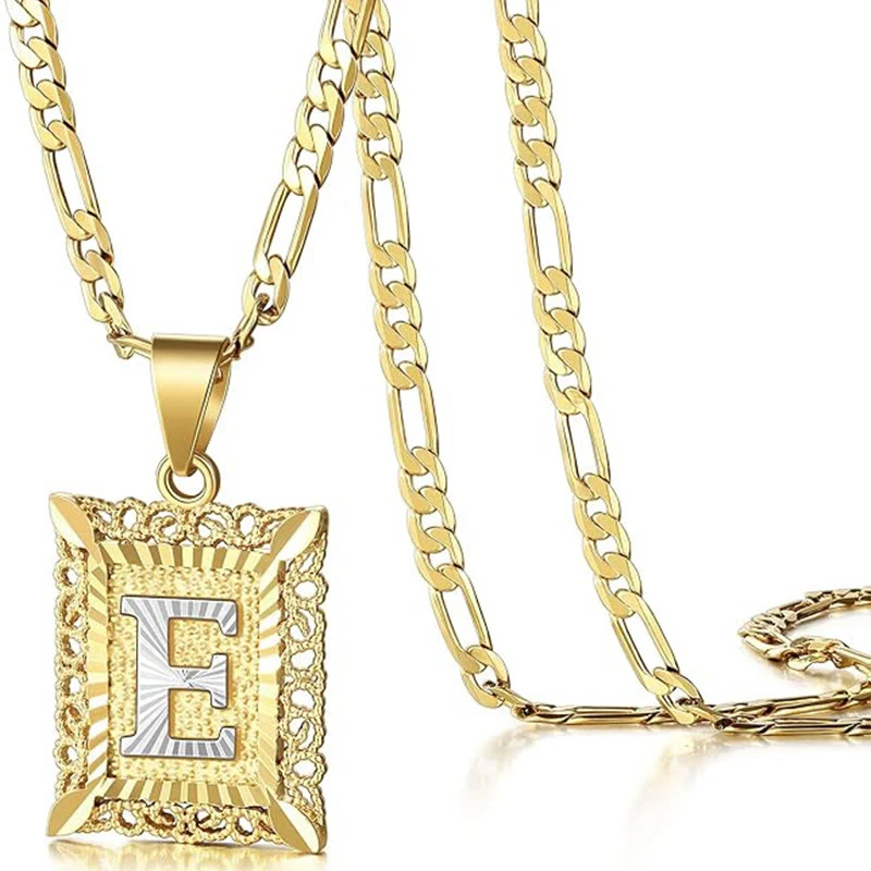 Golden Exquisite Square Hollow Letter Necklace - Image 9