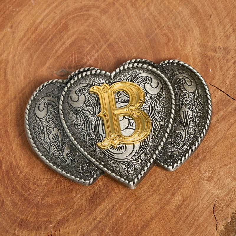 Golden Letter Heart-Shaped Buckle Leather Belt - Image 2