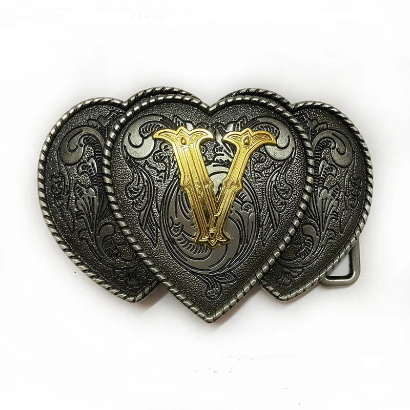 Golden Letter Heart-Shaped Buckle Leather Belt - Image 28