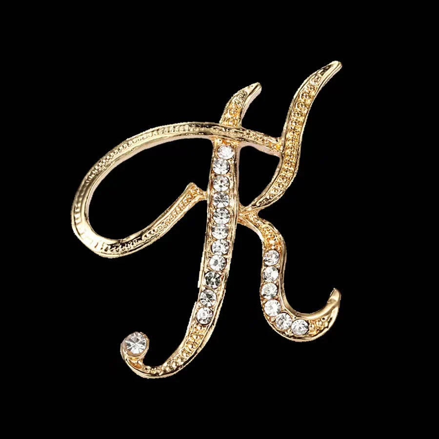 Golden & Silver Initial Letter Diamond Inlaid Brooch - Image 10