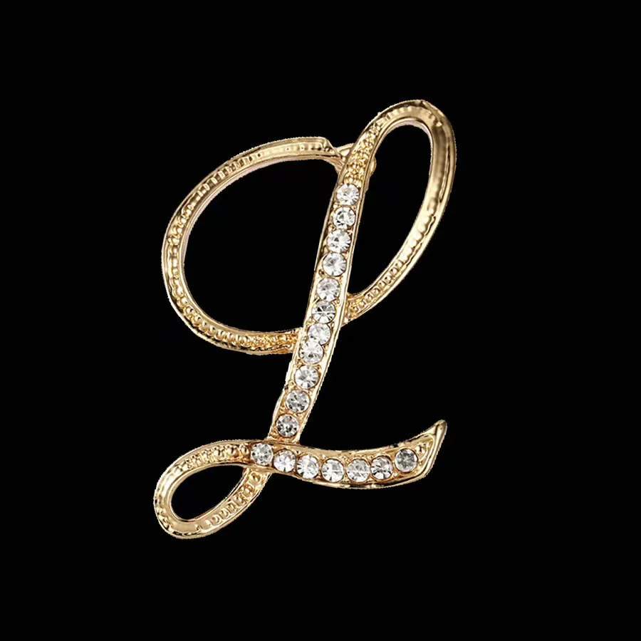 Golden & Silver Initial Letter Diamond Inlaid Brooch - Image 11