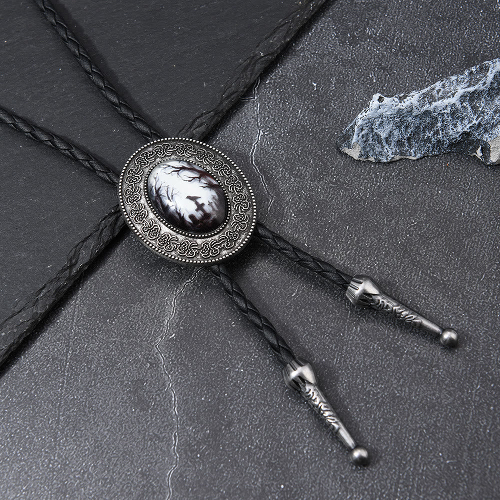 Gothic Raven Pattern Western Pendant Bolo Tie - Image 7
