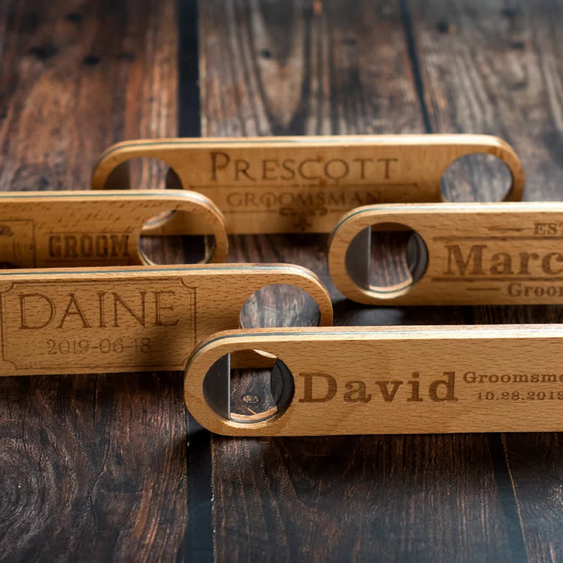 Groomsmen Gift Custom Carving Wood Bottle Opener - Image 2