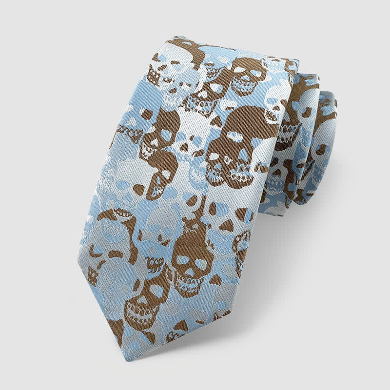 Halloween Overlapping Skull Mask Pattern Necktie Pocket Square