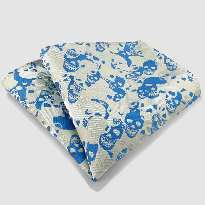 Halloween Overlapping Skull Mask Pattern Necktie Pocket Square - Image 14