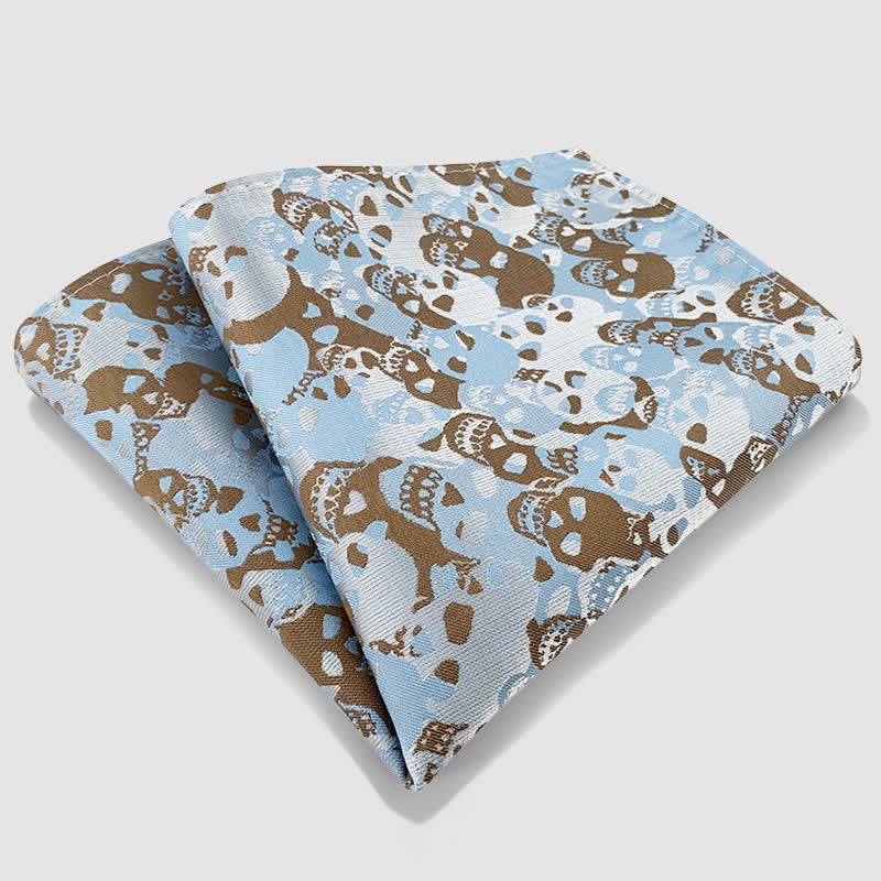 Halloween Overlapping Skull Mask Pattern Necktie Pocket Square - Image 2