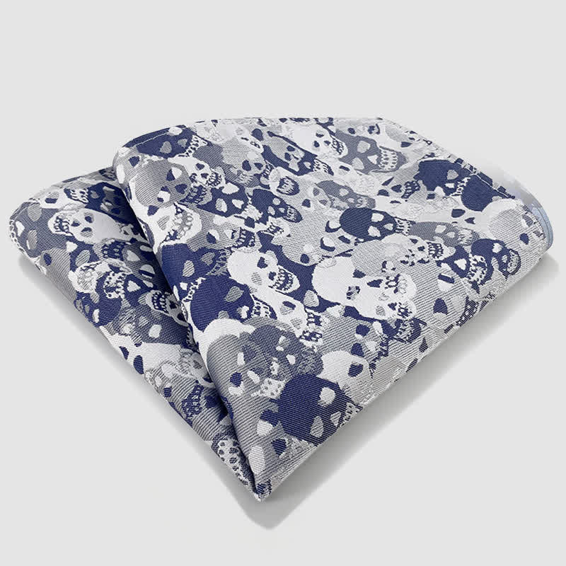Halloween Overlapping Skull Mask Pattern Necktie Pocket Square - Image 6